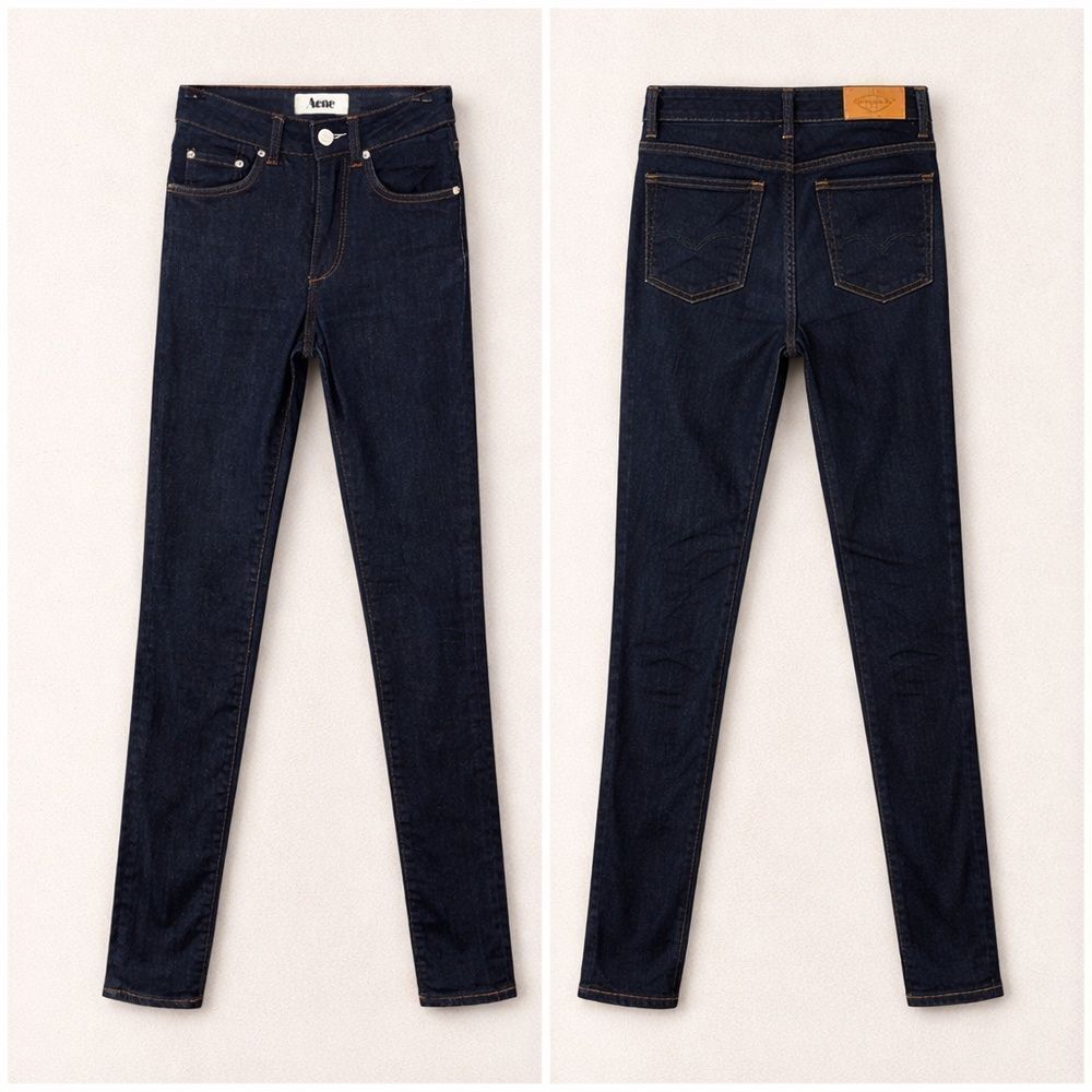 Acne Studios Needle Raw Dark Wash Skinny Jeans 25
